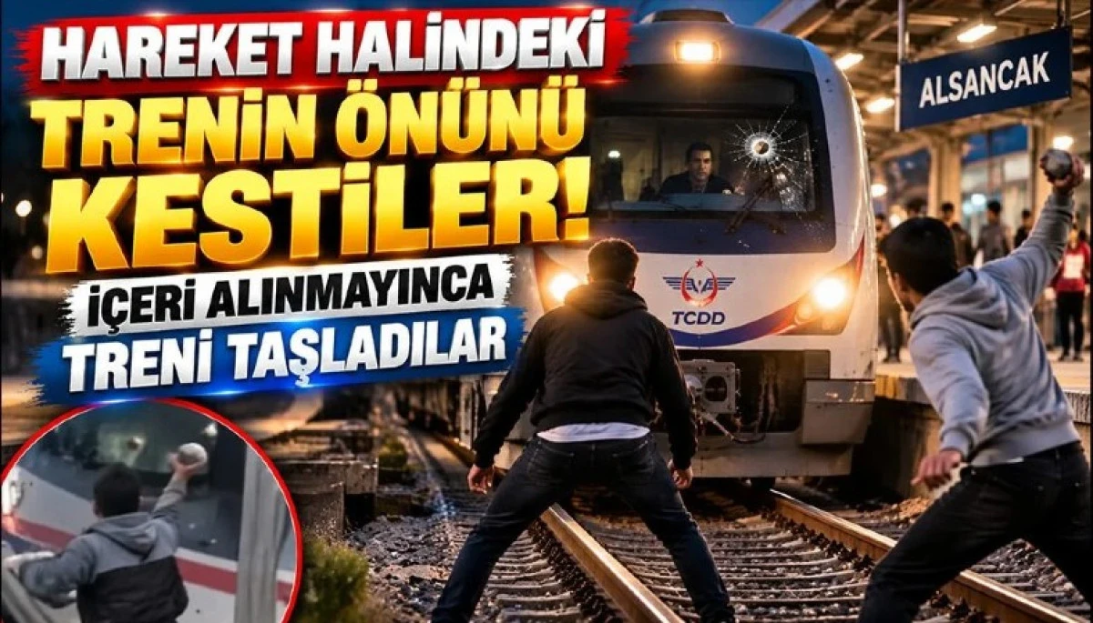 Hareket halindeki trenin &ouml;n&uuml;n&uuml; kestiler! 