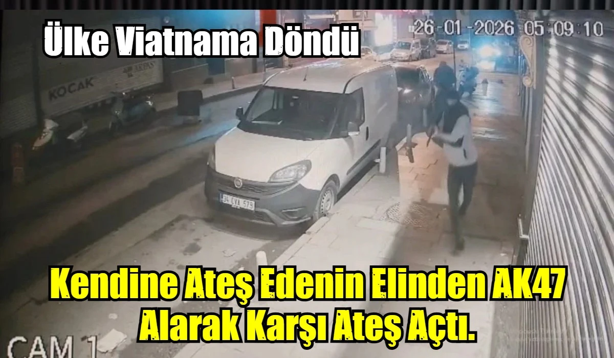 İstanbul'da caddede kalaşnikoflu saldırı kamerada