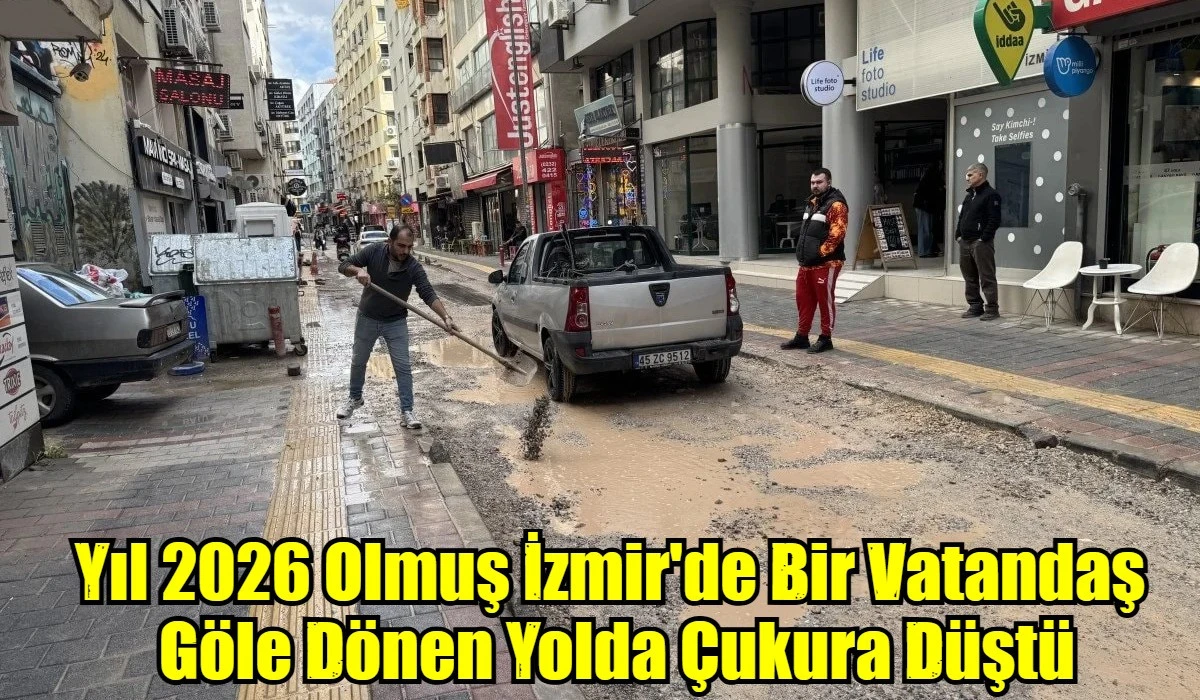 İzmir'de bir vatandaş g&ouml;le d&ouml;nen yolda &ccedil;ukura d&uuml;şt&uuml;