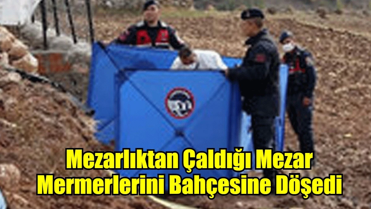 Mezarlıktan Çaldığı Mezar Mermerlerini Bahçesine Döşedi