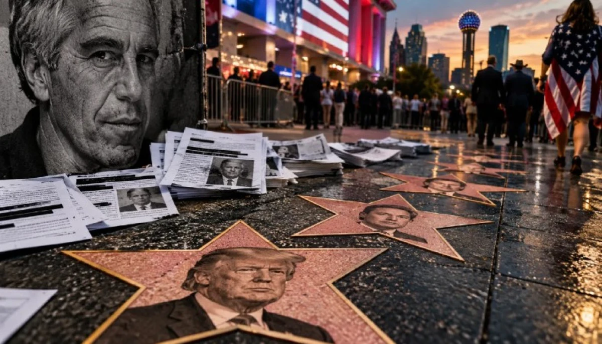 Utan&ccedil; Sokağında Trump ve &Uuml;nl&uuml; İsimleri Epstein Dosyalarıyla Sergilediler